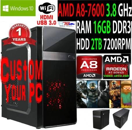 Custom built gaming desktop computer